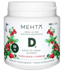 Mehtä D-Vitamiini 50 µg Puolukka 100tabl