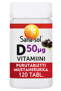 Sana-sol D-vitamiini mustaherukka 50mg 120t