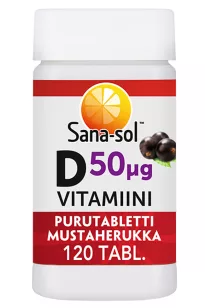 Sana-sol D-vitamiini mustaherukka 50mg 120t