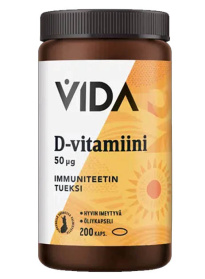 Vida D-vitamiini 50µg 200 kaps.