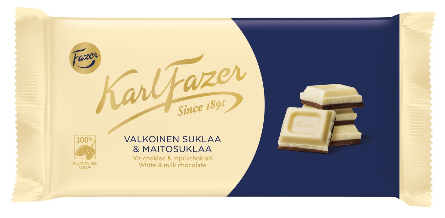 Karl Fazer Valkoinen ja Maitosuklaalevy 131g&#160;
