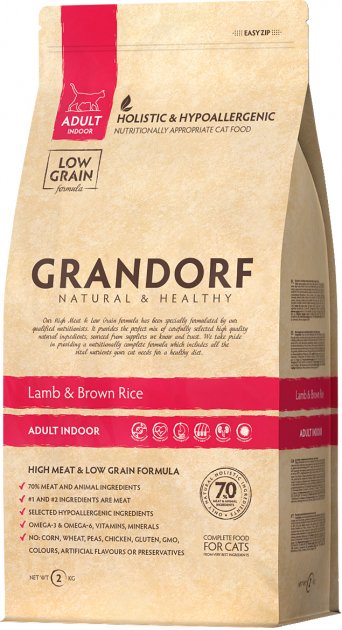 Grandorf Lammas ja ruskea riisi aikuisille sisäkissoille 2kg