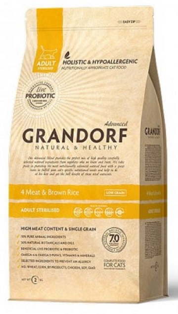 Grandorf 4-lihaa ja ruskeaa riisiä – aikuiset steriloidut kissat 2kg