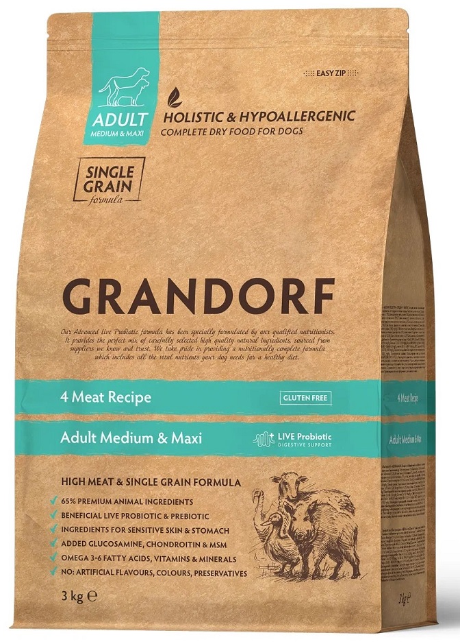 Grandorf 4-lihaa & Ruskea riisi – aikuiset kaikki rodut 3kg