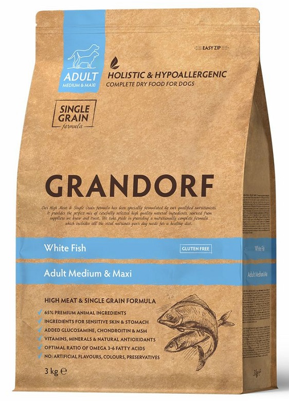 Grandorf Valkoinen kala & Ruskea riisi - aikuiset kaikki rodut 3kg