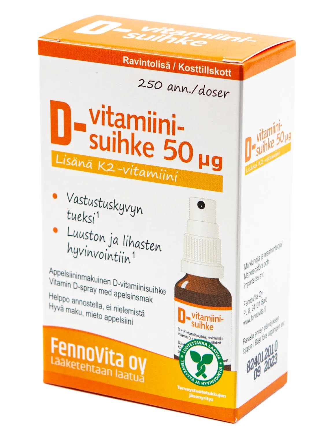 Fennovita D-vitamiinisuihke 50µg+K2