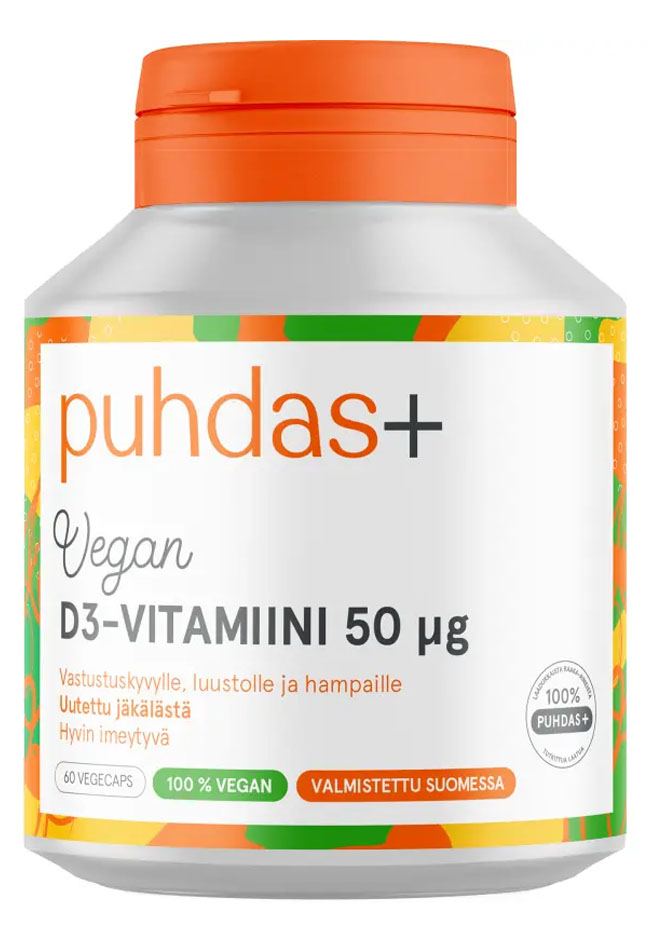 Puhdas+ Vegan D3-vitamiini 50µg 60kaps